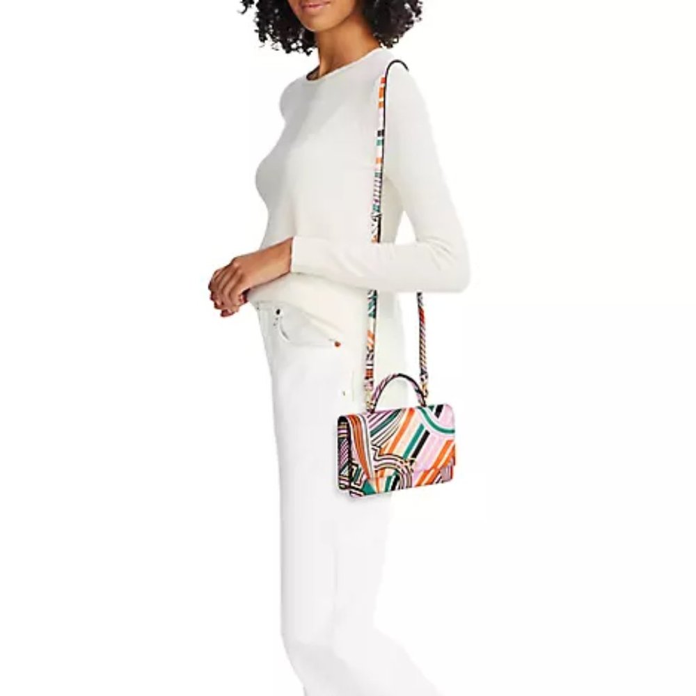 FERRAGAMO Striped Leather Top Handle Crossbody Bag Multi - Picture 3 of 14